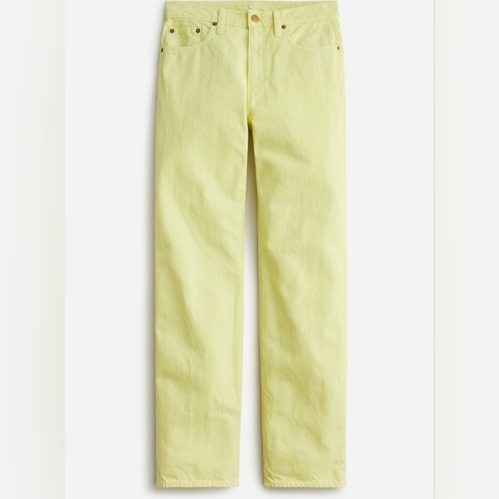 J. CREW GARMENT-DYED MID RISE SLOUCHY STRAIGHT JEAN, YELLOW size 29